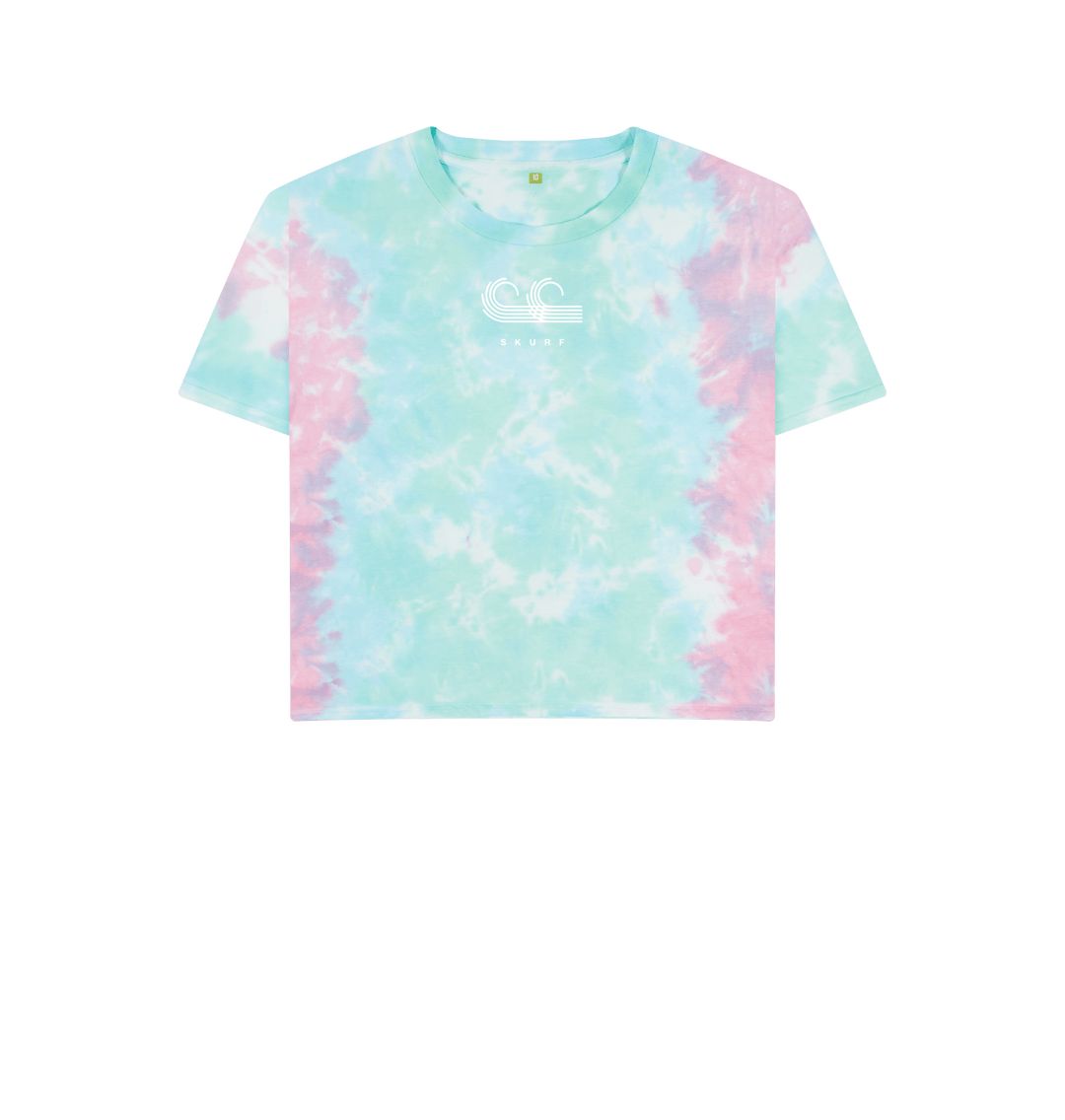 Pastel Tie Dye SKURF Womens Crop Top White Logo