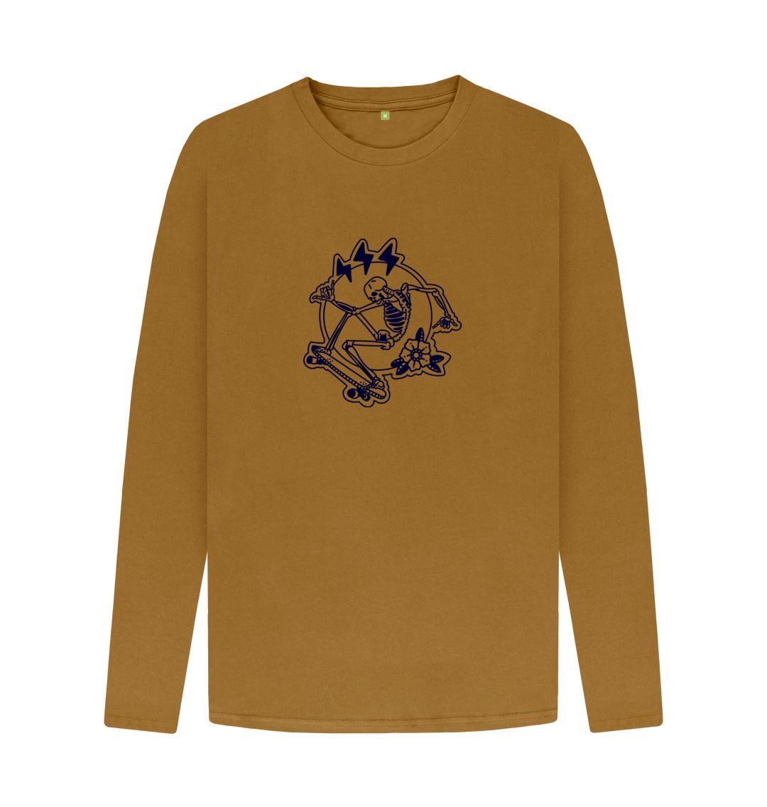 Brown Men's sweater skeleton skate