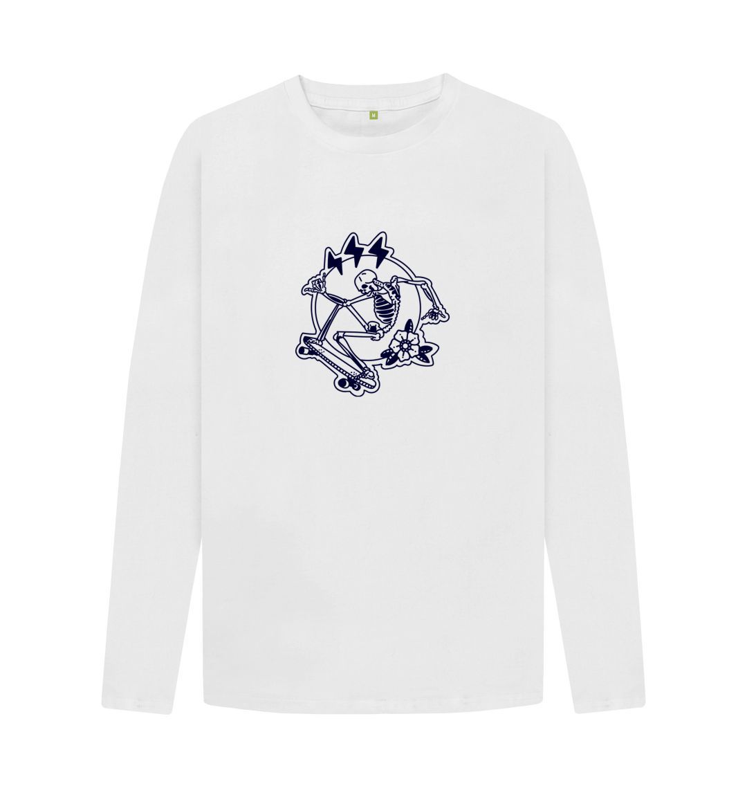 White Men's sweater skeleton skate